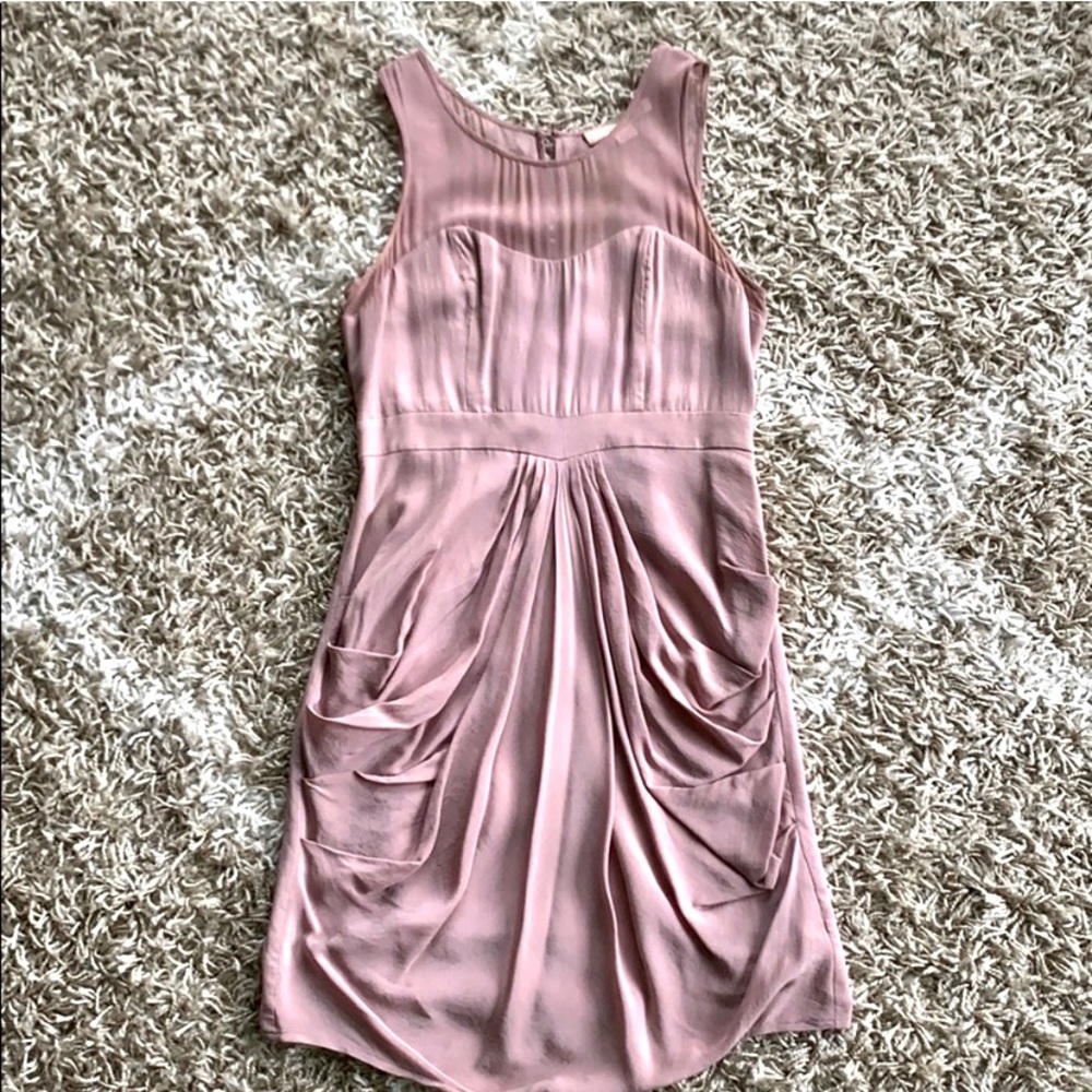 Delicate mauve draped dress with sheer straps, SM